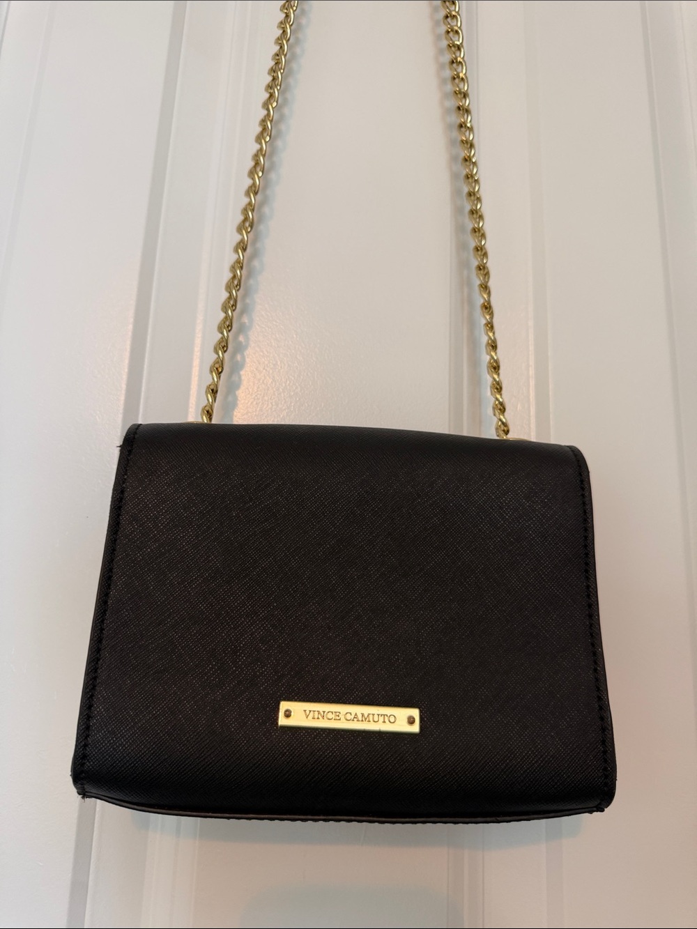 Vince Camuto Black Crossbody with Gold Chain Strap
